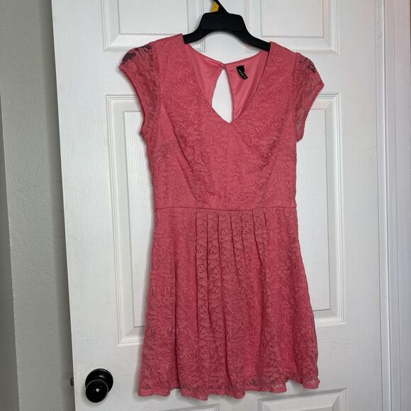Heartsoul Large Coral Lace Dress Cap Sleeve Fit and Flare Party Skater Style - Picture 1 of 6